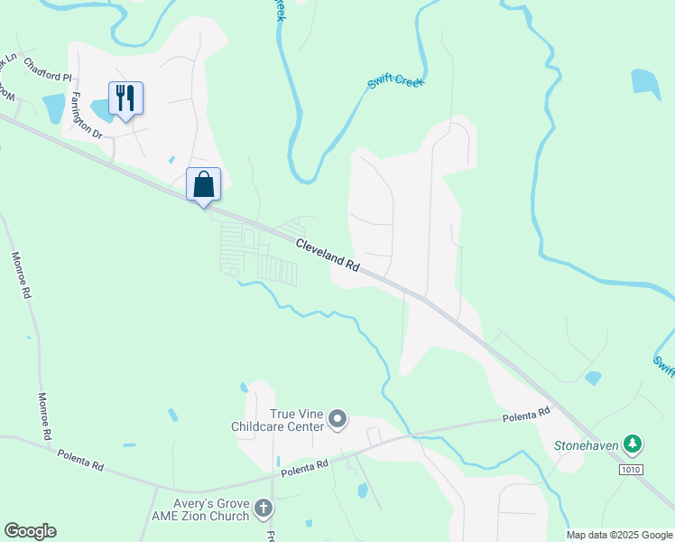 map of restaurants, bars, coffee shops, grocery stores, and more near 5935 Cleveland Road in Clayton