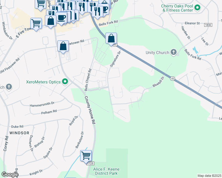 map of restaurants, bars, coffee shops, grocery stores, and more near 2224 Chavis Drive in Greenville