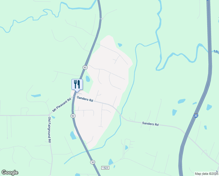 map of restaurants, bars, coffee shops, grocery stores, and more near 84 Dalry Lane in Johnston County