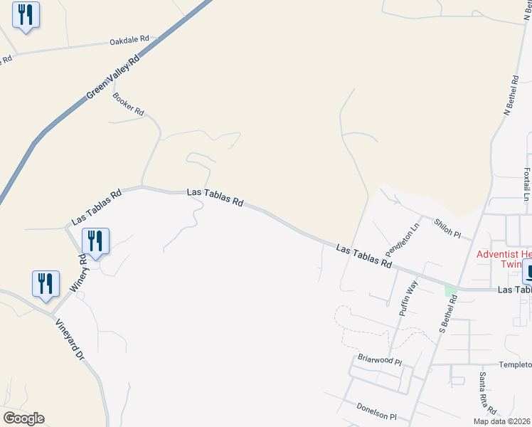 map of restaurants, bars, coffee shops, grocery stores, and more near 115 Los Robles Road in Templeton