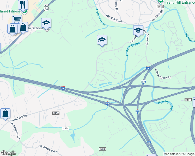 map of restaurants, bars, coffee shops, grocery stores, and more near 52 Monty Street in Asheville