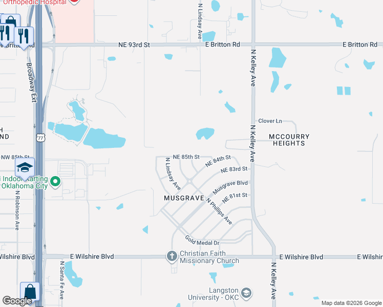 map of restaurants, bars, coffee shops, grocery stores, and more near 8517 North Laird Avenue in Oklahoma City
