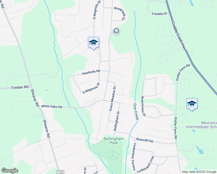 map of restaurants, bars, coffee shops, grocery stores, and more near 1116 Fieldstone Road in Mooresville