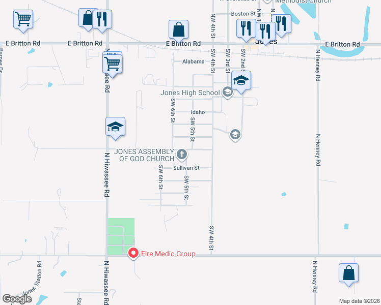 map of restaurants, bars, coffee shops, grocery stores, and more near 424 Sullivan Street in Jones