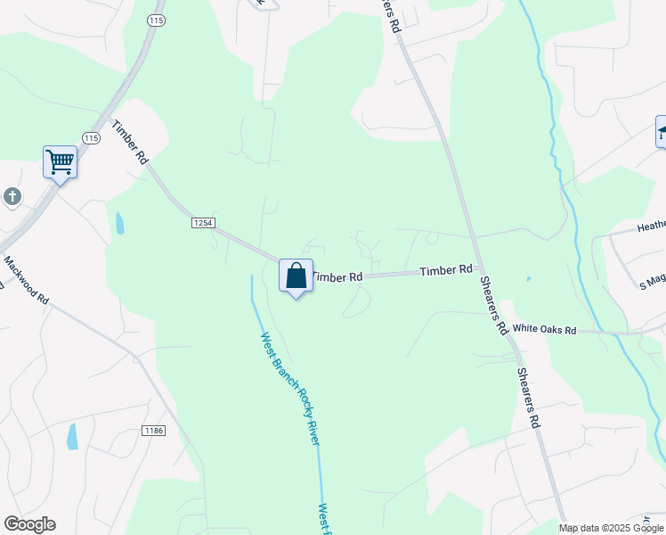 map of restaurants, bars, coffee shops, grocery stores, and more near 293 Timber Road in Mooresville