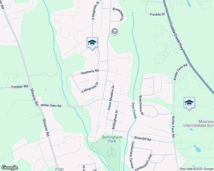map of restaurants, bars, coffee shops, grocery stores, and more near 1116 Fieldstone Road in Mooresville