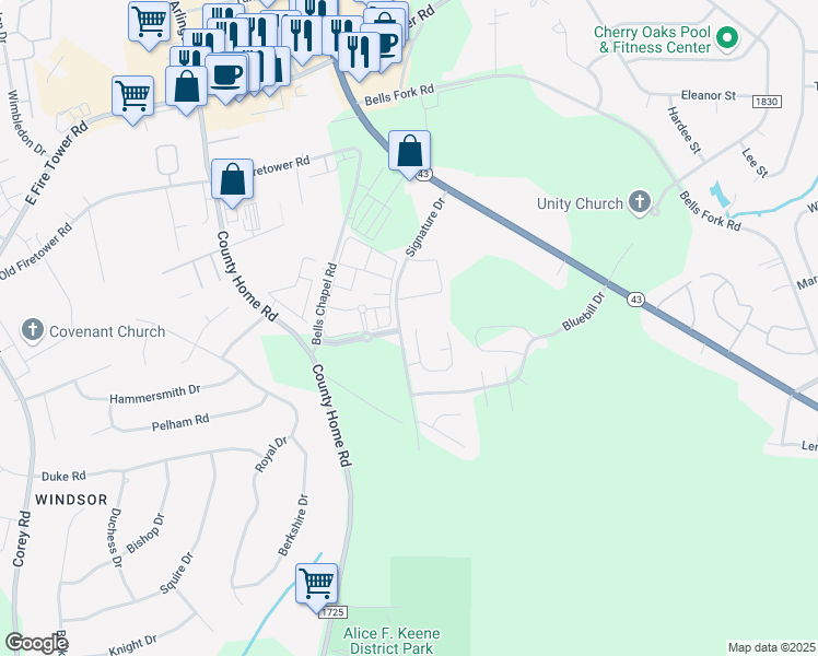 map of restaurants, bars, coffee shops, grocery stores, and more near 2204 Chavis Drive in Greenville