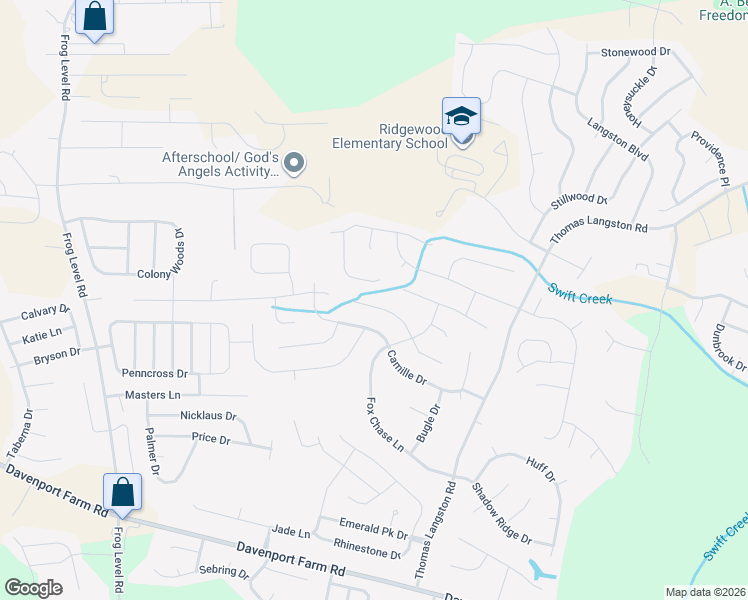map of restaurants, bars, coffee shops, grocery stores, and more near 3521 Oglethorpe Drive in Winterville