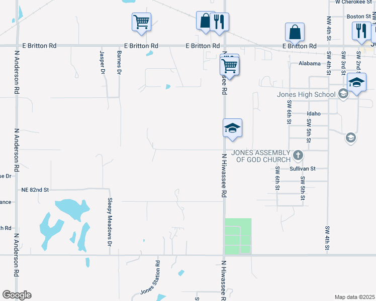 map of restaurants, bars, coffee shops, grocery stores, and more near 2850 Montana Street in Jones