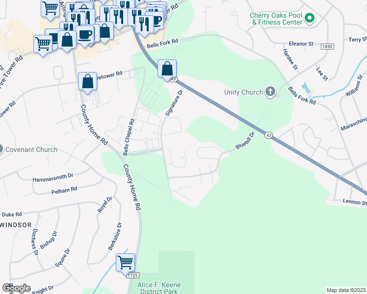 map of restaurants, bars, coffee shops, grocery stores, and more near 2412 Chavis Drive in Greenville