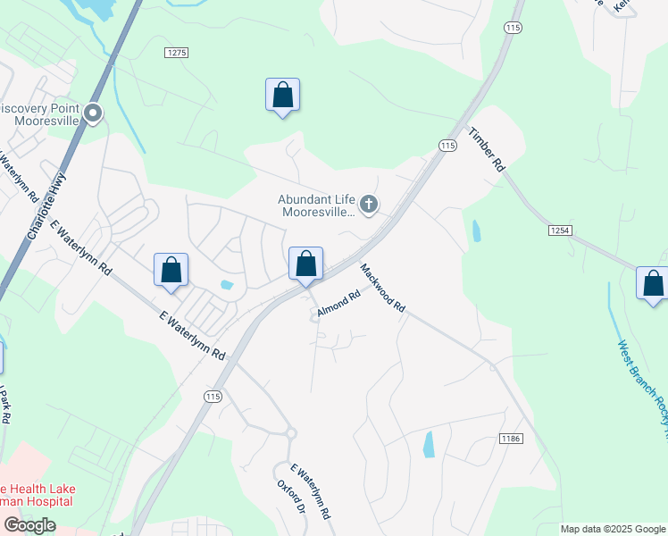 map of restaurants, bars, coffee shops, grocery stores, and more near Mecklenburg Highway in Mooresville