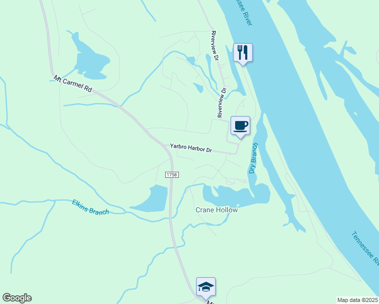 map of restaurants, bars, coffee shops, grocery stores, and more near 98 Yarbro Harbor Drive in Decaturville
