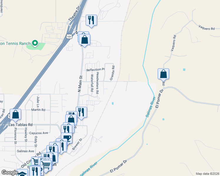 map of restaurants, bars, coffee shops, grocery stores, and more near 380 Tadpole Court in Templeton