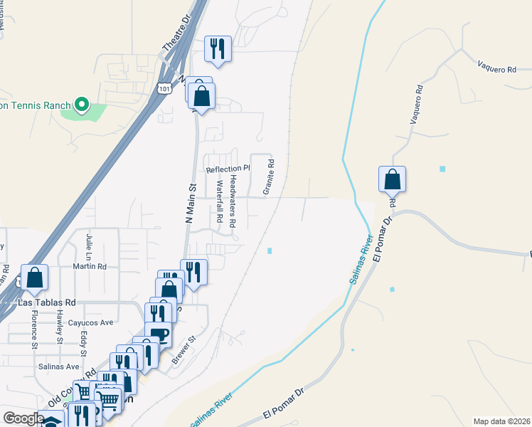 map of restaurants, bars, coffee shops, grocery stores, and more near 380 Tadpole Court in Templeton