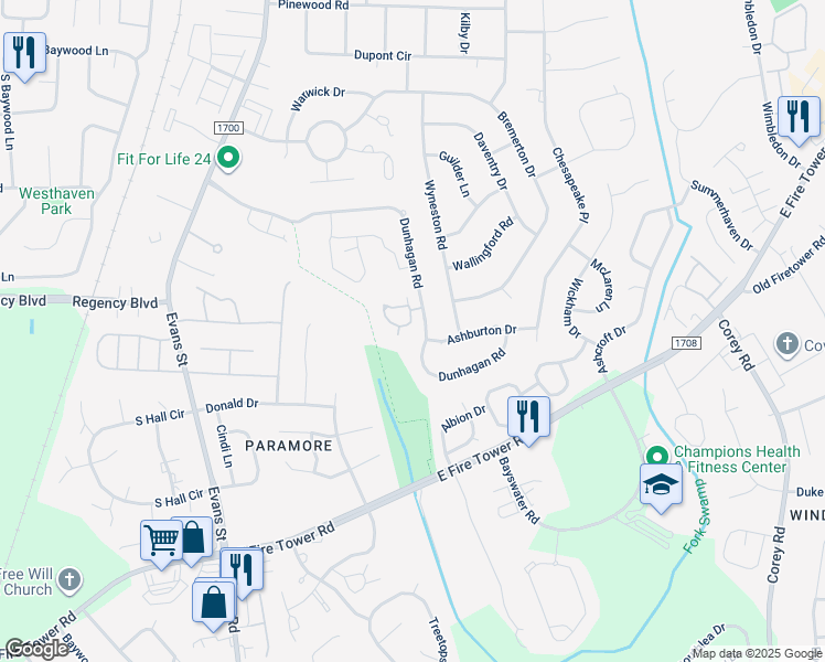 map of restaurants, bars, coffee shops, grocery stores, and more near 448 Forrest Park in Greenville