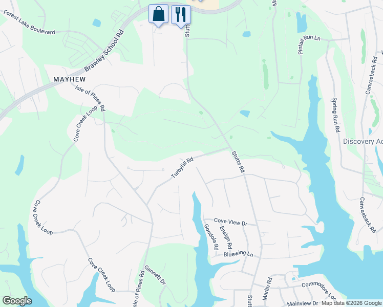 map of restaurants, bars, coffee shops, grocery stores, and more near 152 Turbyfill Road in Mooresville