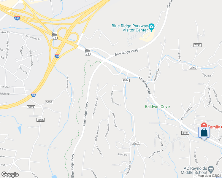 map of restaurants, bars, coffee shops, grocery stores, and more near 202 Coachmans Court in Asheville