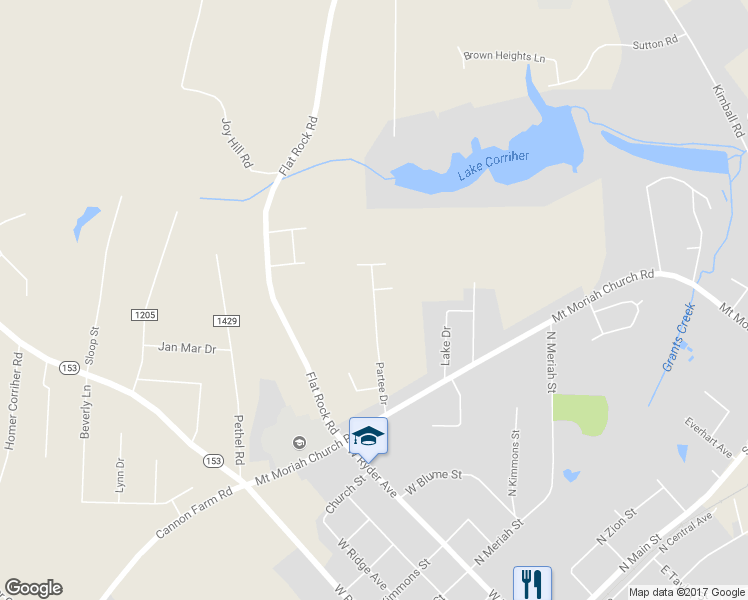 map of restaurants, bars, coffee shops, grocery stores, and more near 1260 Partee Drive in China Grove