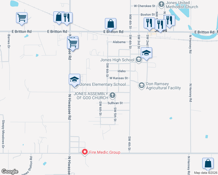 map of restaurants, bars, coffee shops, grocery stores, and more near 624 Louisiana St in Jones