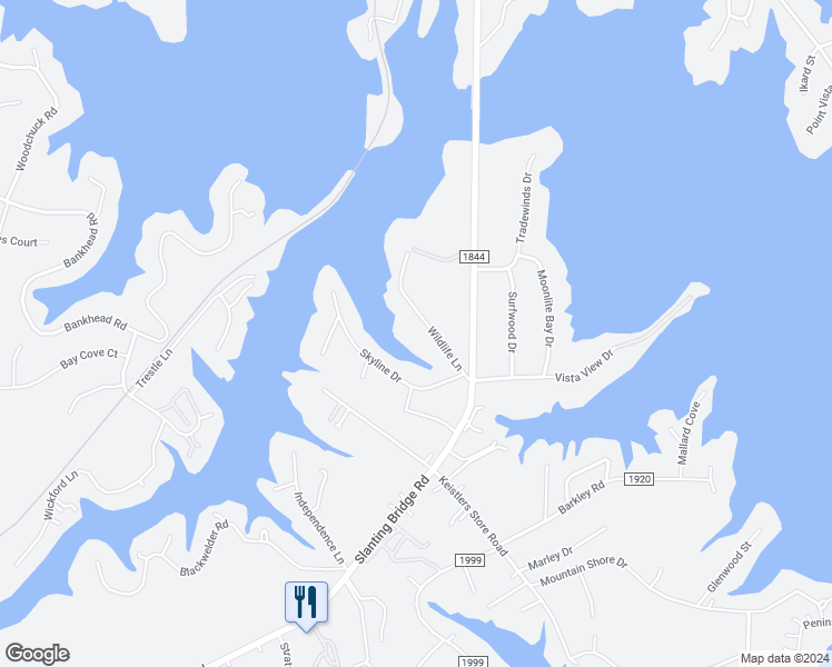 map of restaurants, bars, coffee shops, grocery stores, and more near 4911 Wildlife Lane in Sherrills Ford