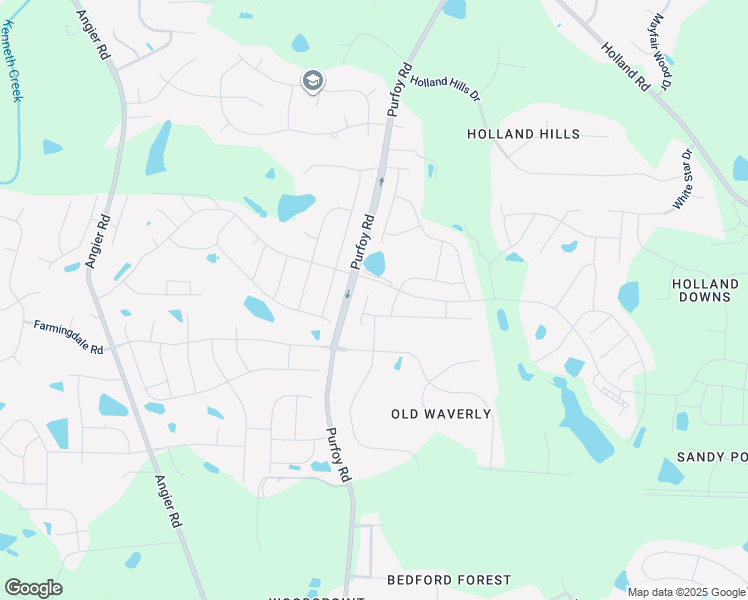 map of restaurants, bars, coffee shops, grocery stores, and more near 1605 Garden Park Circle in Fuquay-Varina