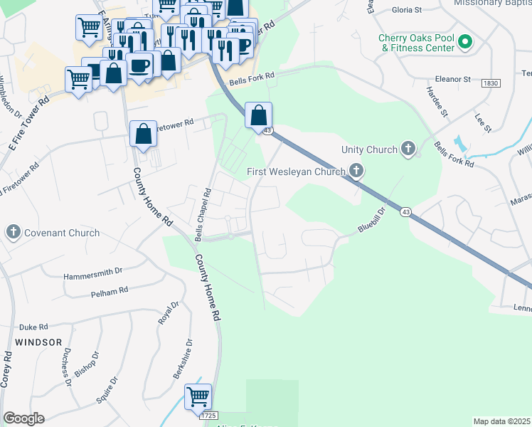 map of restaurants, bars, coffee shops, grocery stores, and more near 4140 Kittrell Farms Drive in Greenville