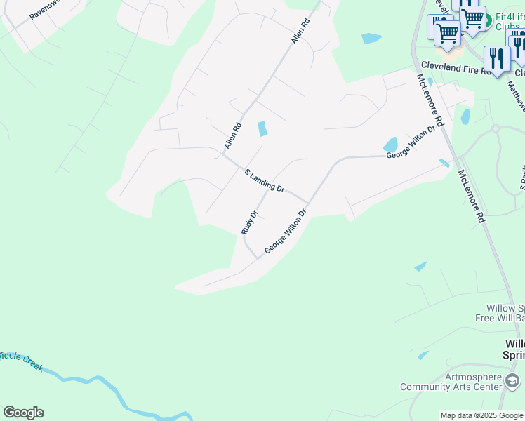 map of restaurants, bars, coffee shops, grocery stores, and more near 610 Rudy Drive in Clayton