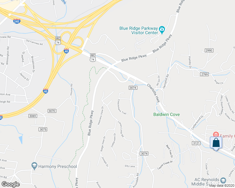 map of restaurants, bars, coffee shops, grocery stores, and more near 204 Coachmans Court in Asheville