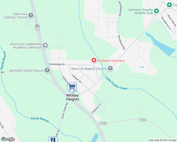 map of restaurants, bars, coffee shops, grocery stores, and more near 112 Evergreen Circle in Clayton