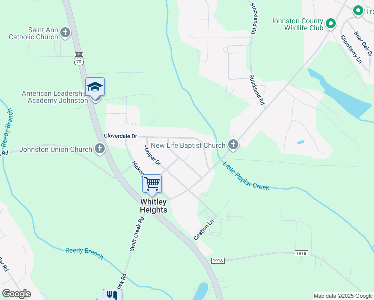 map of restaurants, bars, coffee shops, grocery stores, and more near 112 Evergreen Circle in Clayton