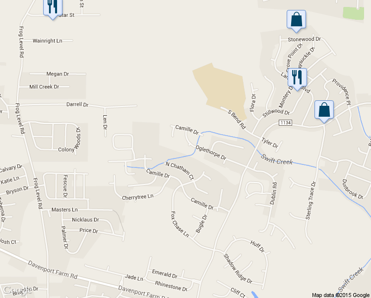 map of restaurants, bars, coffee shops, grocery stores, and more near 3521 Oglethorpe Drive in Winterville