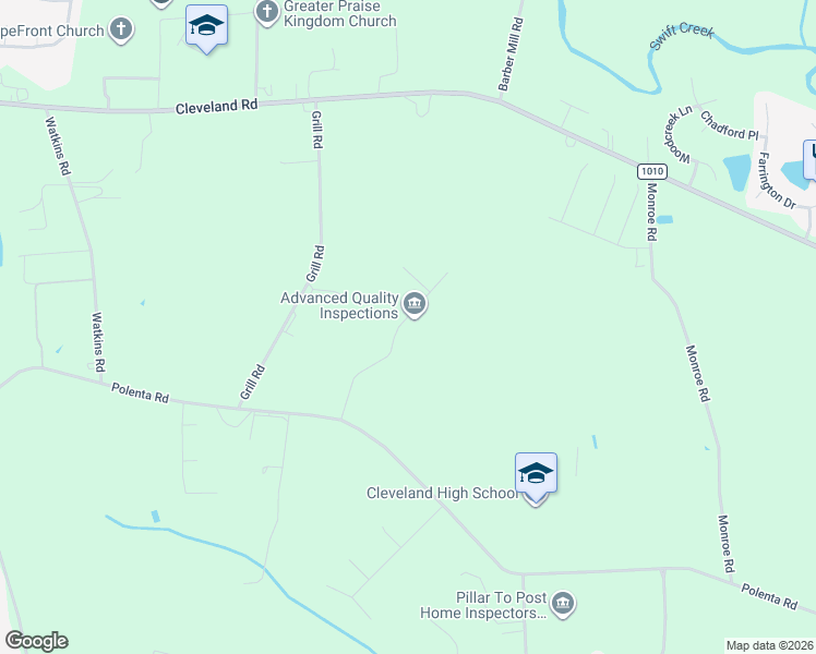 map of restaurants, bars, coffee shops, grocery stores, and more near 2544 Polenta Road in Clayton
