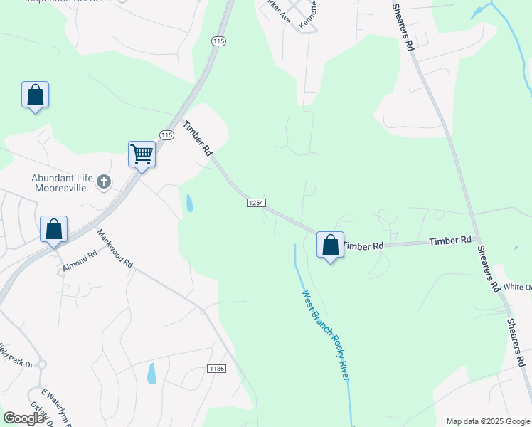 map of restaurants, bars, coffee shops, grocery stores, and more near 107 Summerville Drive in Mooresville