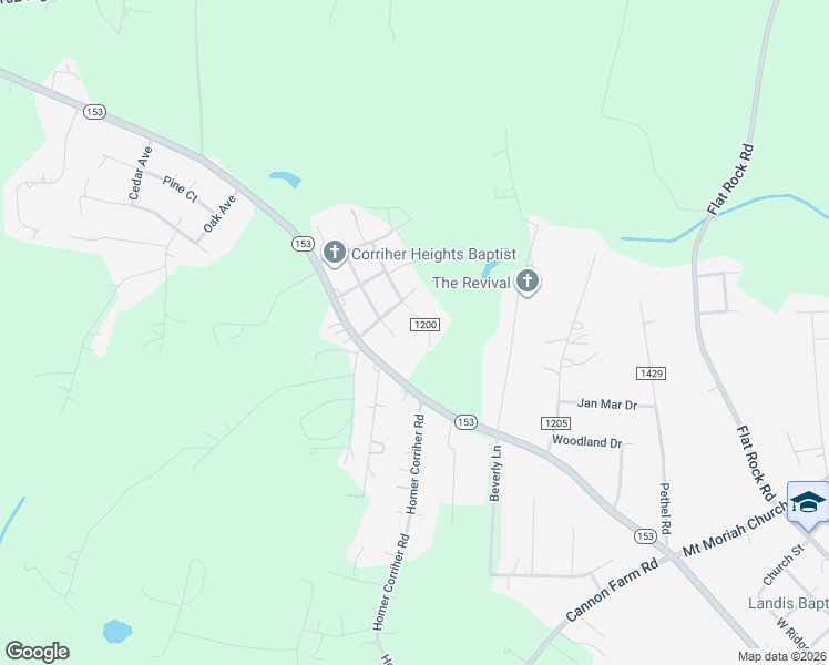 map of restaurants, bars, coffee shops, grocery stores, and more near 380 Virginia Avenue in China Grove