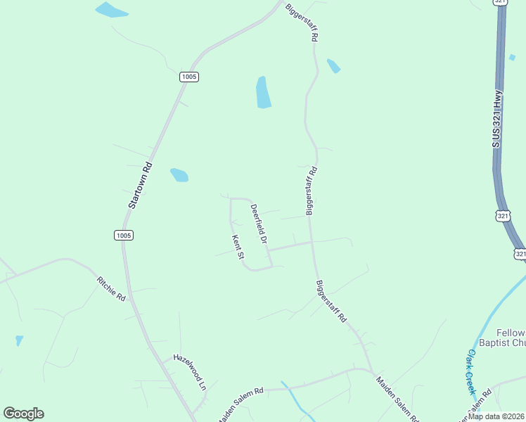 map of restaurants, bars, coffee shops, grocery stores, and more near 2259 Deerfield Drive in Maiden