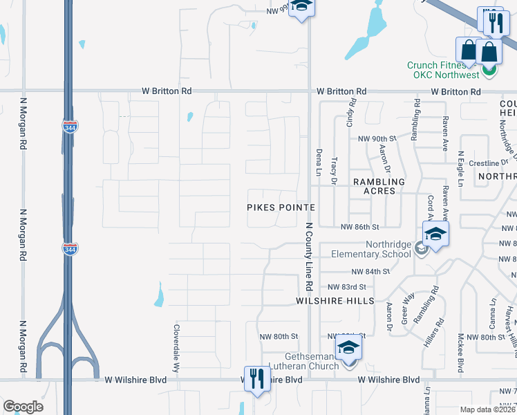 map of restaurants, bars, coffee shops, grocery stores, and more near 8727 Sally Court in Yukon
