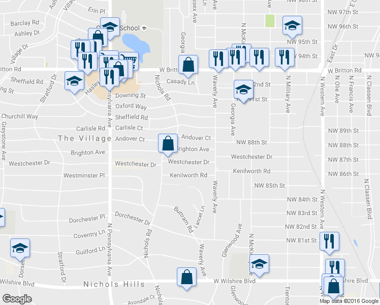 map of restaurants, bars, coffee shops, grocery stores, and more near 1321 Brighton Avenue in The Village