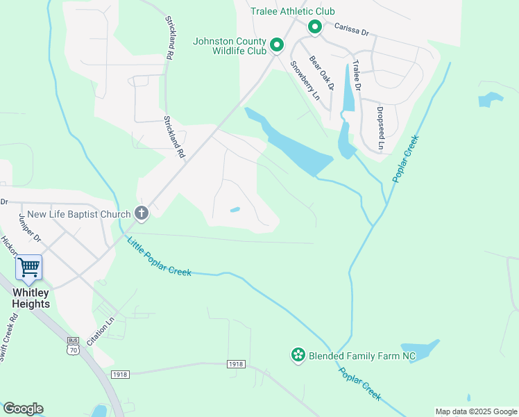 map of restaurants, bars, coffee shops, grocery stores, and more near 107 Beadle Court in Smithfield