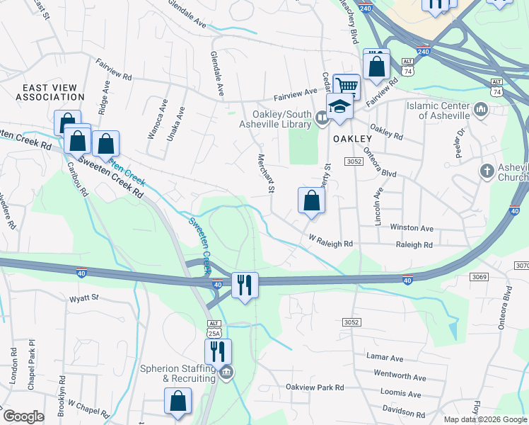 map of restaurants, bars, coffee shops, grocery stores, and more near 101 Vester Court in Asheville