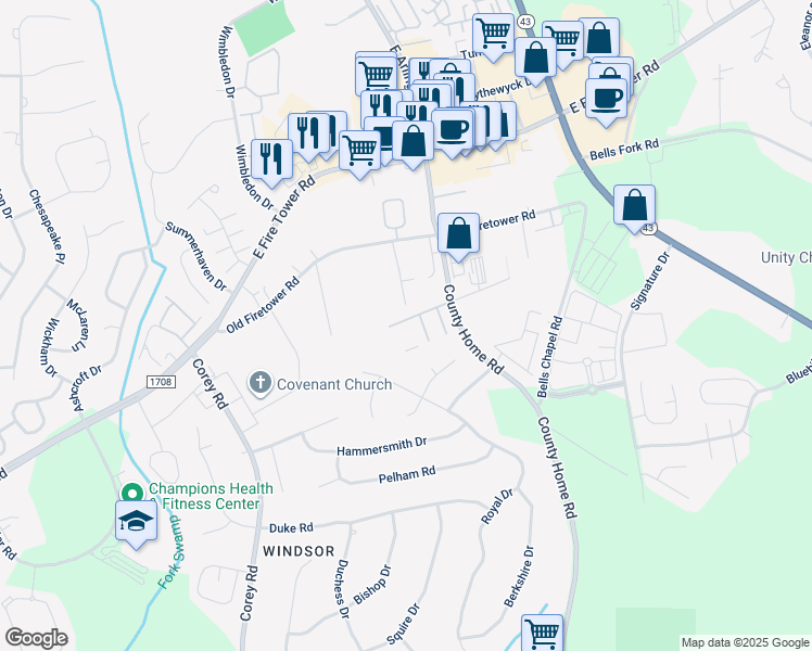 map of restaurants, bars, coffee shops, grocery stores, and more near 1800-1828 Rosemont Drive in Greenville