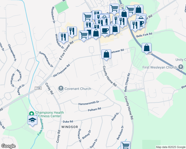 map of restaurants, bars, coffee shops, grocery stores, and more near 1800-1828 Rosemont Drive in Greenville