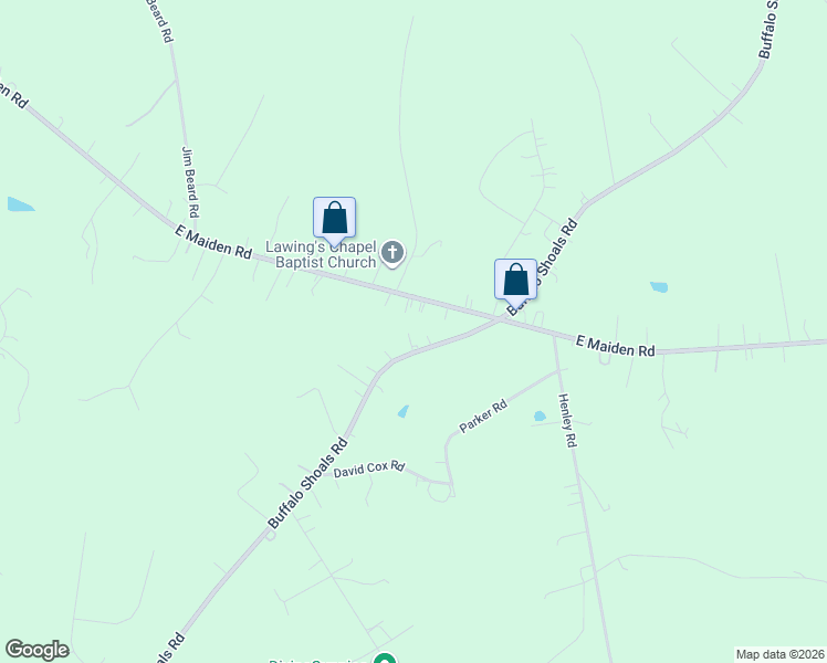 map of restaurants, bars, coffee shops, grocery stores, and more near 4722 Chapel Road in Maiden