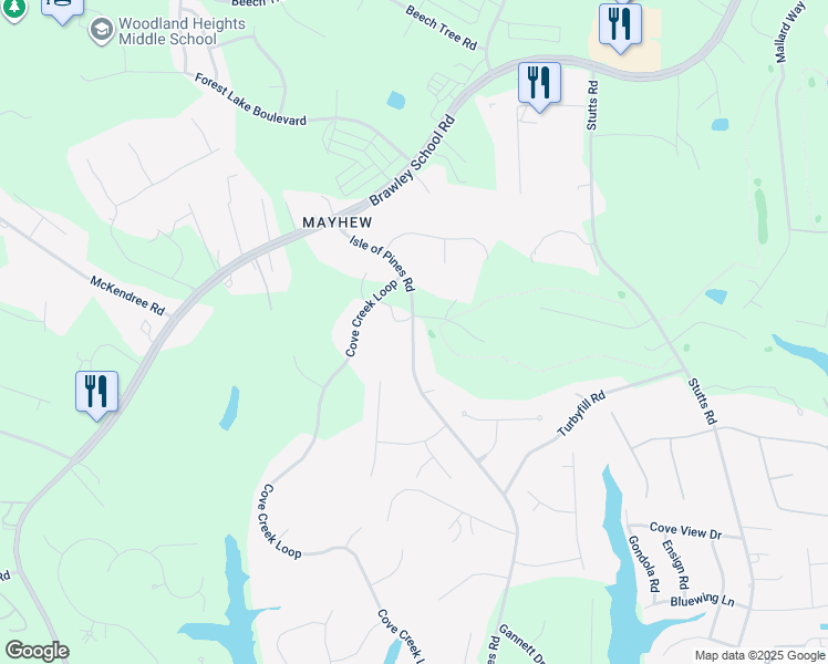 map of restaurants, bars, coffee shops, grocery stores, and more near 181 Isle of Pines Road in Mooresville
