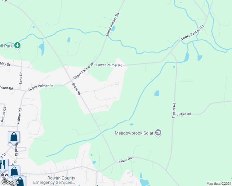 map of restaurants, bars, coffee shops, grocery stores, and more near 112 Redbird Lane in Rockwell