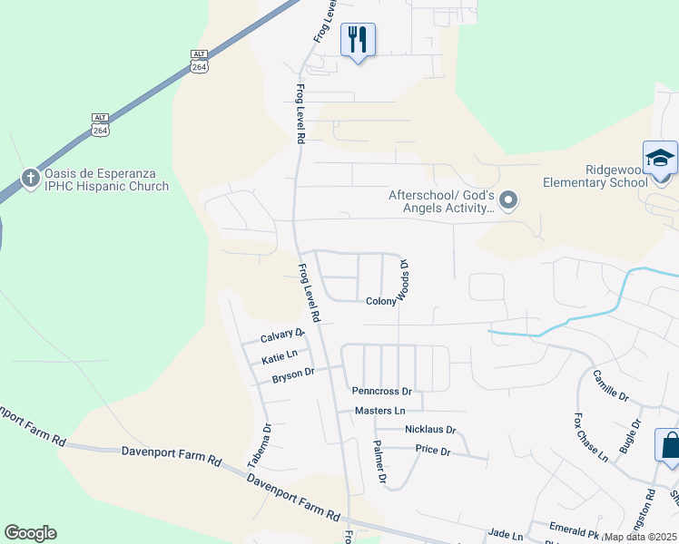 map of restaurants, bars, coffee shops, grocery stores, and more near 1008 Trinity Drive in Greenville