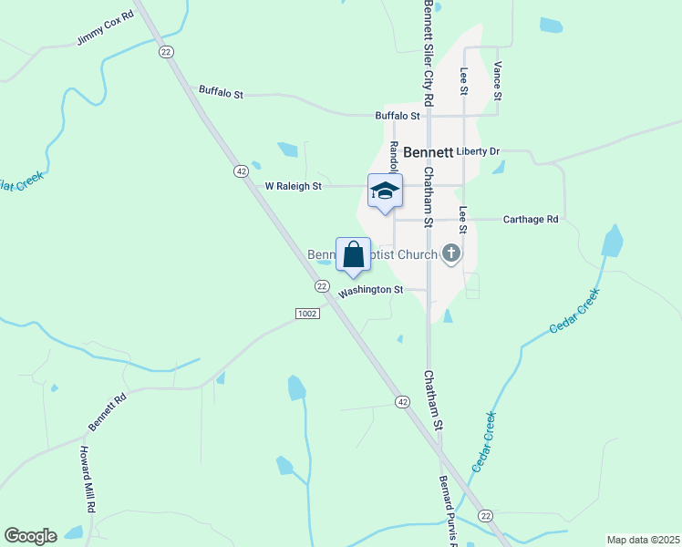 map of restaurants, bars, coffee shops, grocery stores, and more near 220 Washington Street in Bennett