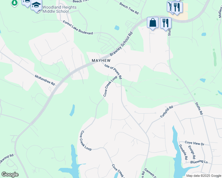 map of restaurants, bars, coffee shops, grocery stores, and more near 394 Cove Creek Loop in Mooresville