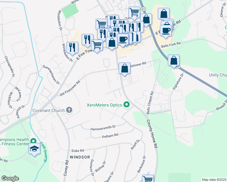 map of restaurants, bars, coffee shops, grocery stores, and more near 1828 Rosemont Drive in Greenville