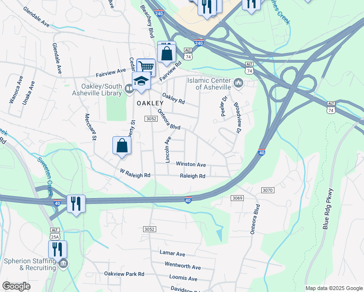 map of restaurants, bars, coffee shops, grocery stores, and more near 19 Broadview Avenue in Asheville