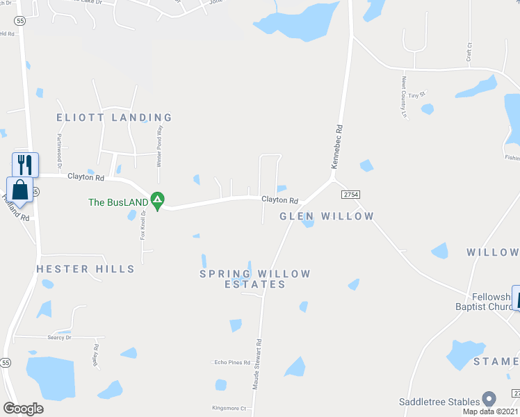 map of restaurants, bars, coffee shops, grocery stores, and more near 1500 Clayton Rd in Fuquay-Varina